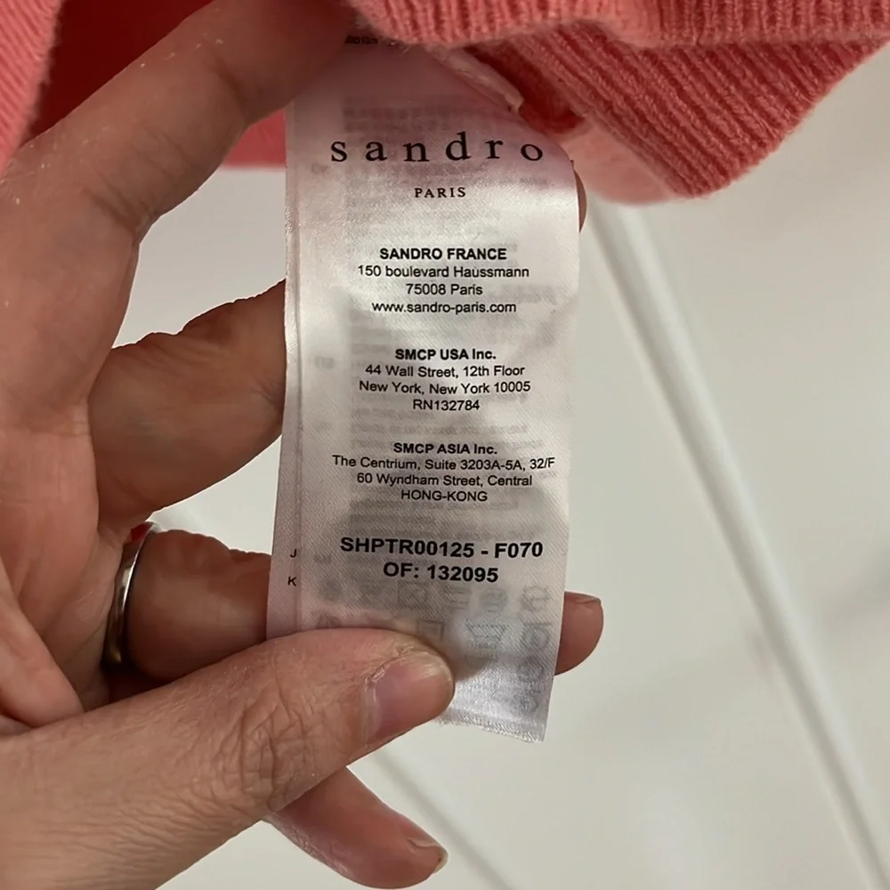 SANDRO Paris men’s 100% cashmere sweater XL